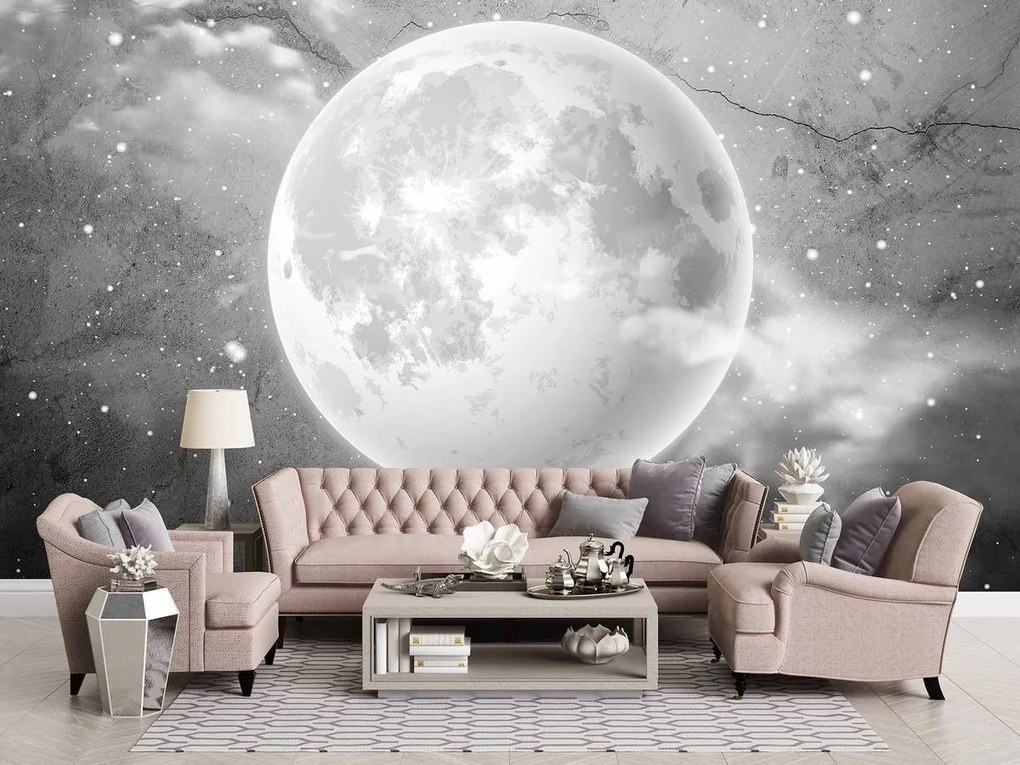 Fototapet - Luna pe beton - neagră (152,5x104 cm)