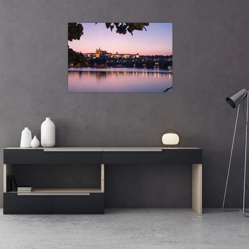 Tablou cu palatul din Praga și Vltava (90x60 cm)
