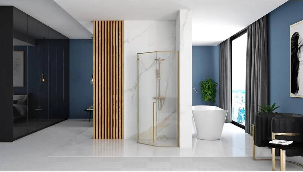 Cabina de dus DIAMOND 100x100 cm auriu periat