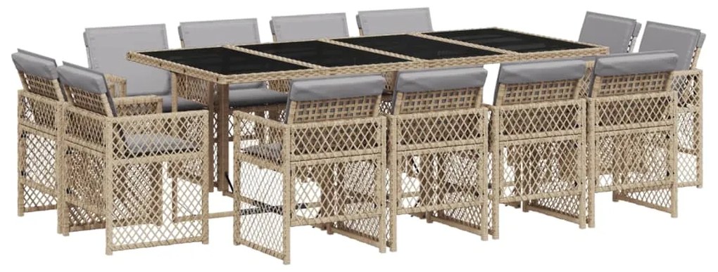 3210864 vidaXL Set mobilier grădină cu perne, 13 piese, bej combinat poliratan