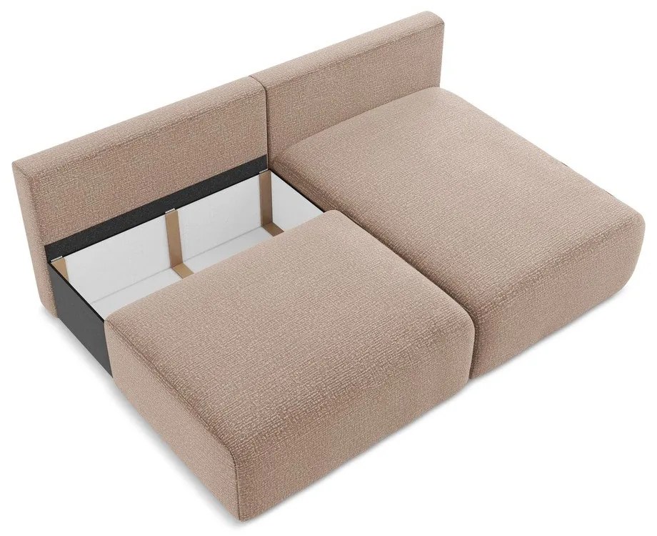 Colțar maro deschis extensibil/cu spațiu de depozitare (cu colț pe partea dreaptă) Kalena – Makamii