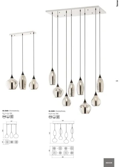 Lustră pe cablu TANNER 3xE14/28W/230V Redo 01-3193