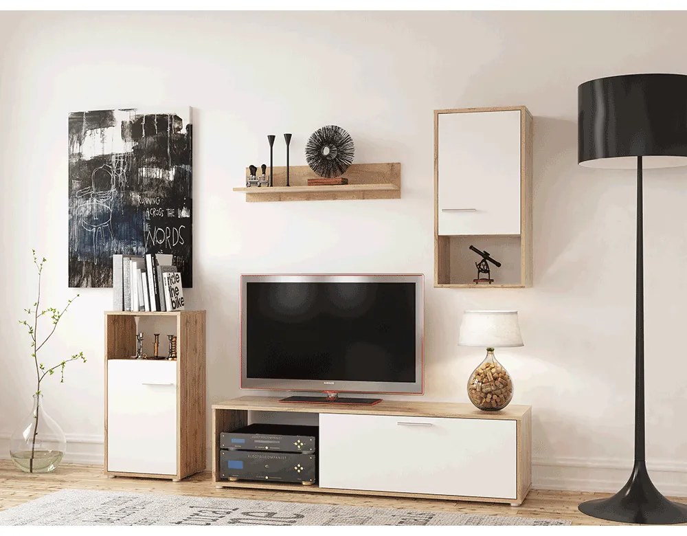 Perete living, stejar wotan / alb, ARELO