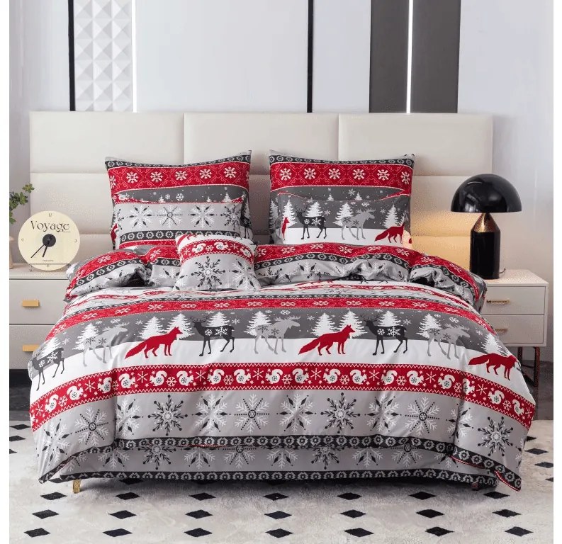 Lenjerie de pat din microfibra de flanel SNOWY FOREST gri Dimensiune lenjerie de pat: 2 buc 70 x 90 cm | 200 x 220 cm
