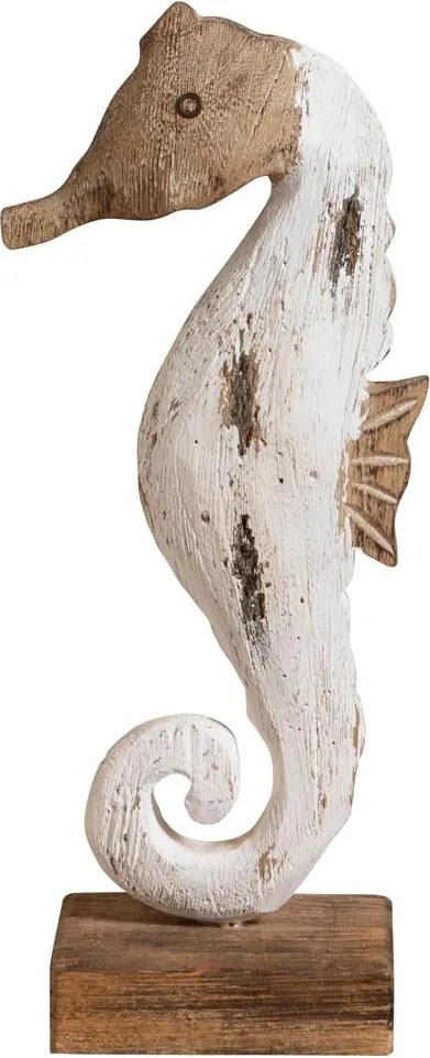 Decorațiune căluț de mare din lemn de paulownia, H33 cm