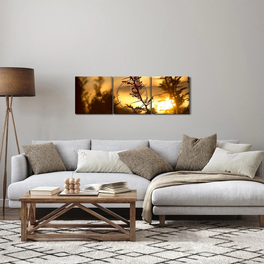 Tablou - Apus de soare (cu ceas) (90x30 cm)