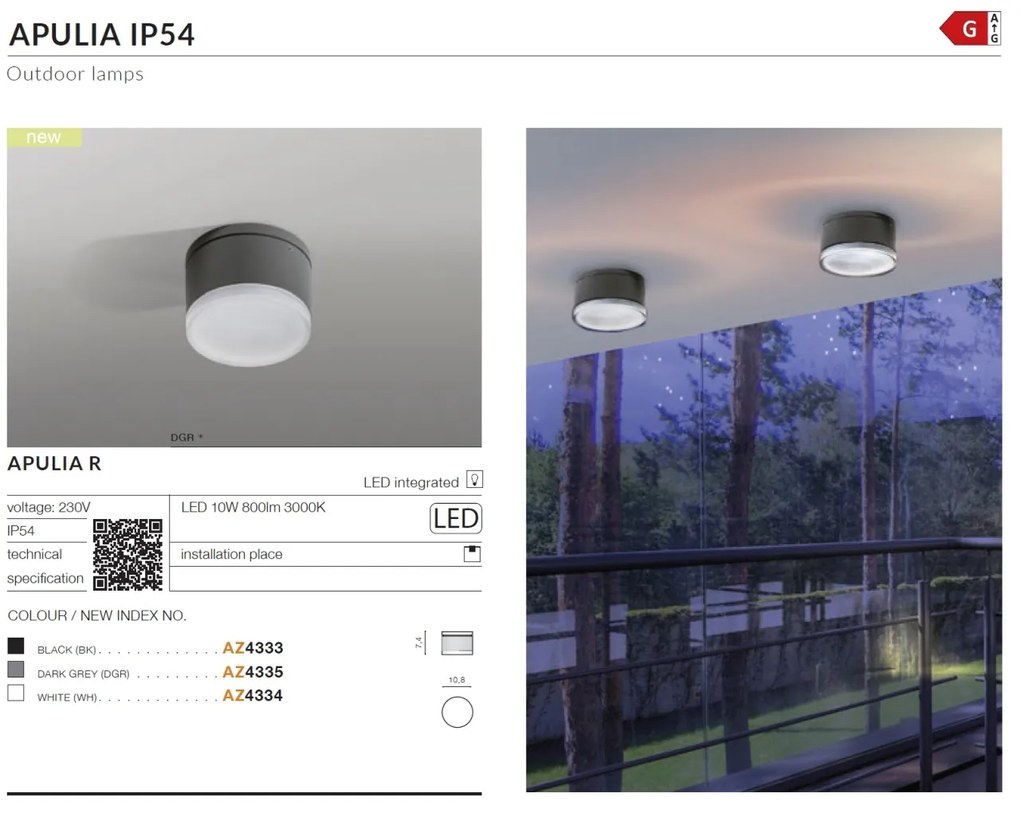 Spot LED aplicat pentru exterior IP54 APULIA R DGR