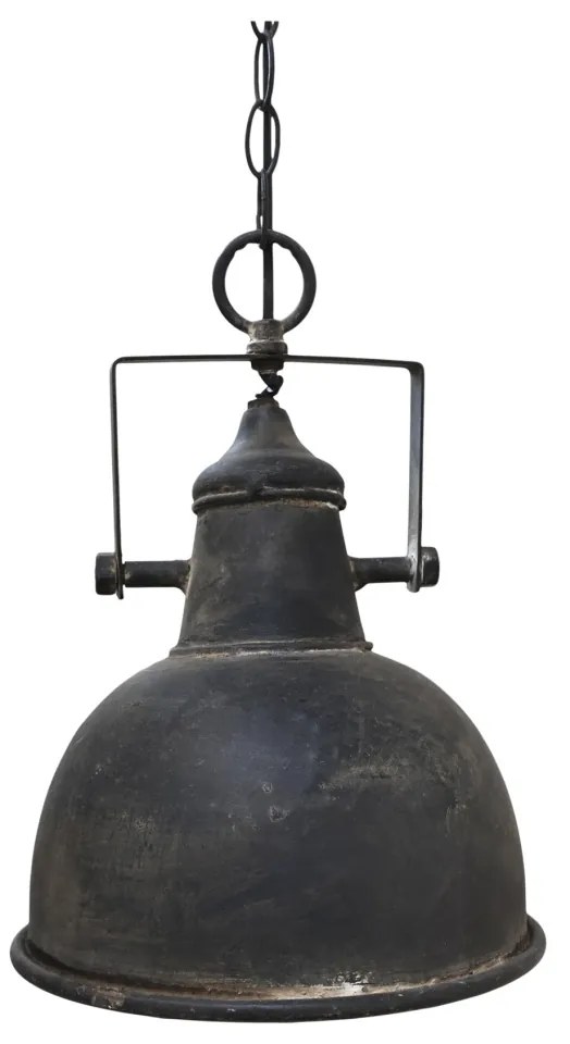 Lampă suspendată din metal, finisaj negru antichizat, H26 x D24 cm, Factory