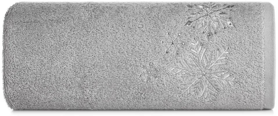 Prosop de Crăciun din bumbac gri cu broderie fină argintie Lăţime: 70 cm | Lungime: 140 cm