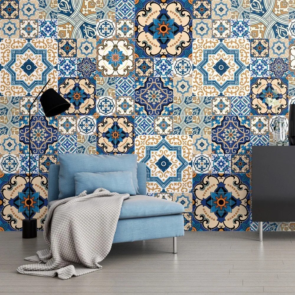 Set 60 autocolante de perete Ambiance Toundra, 15 x 15 cm