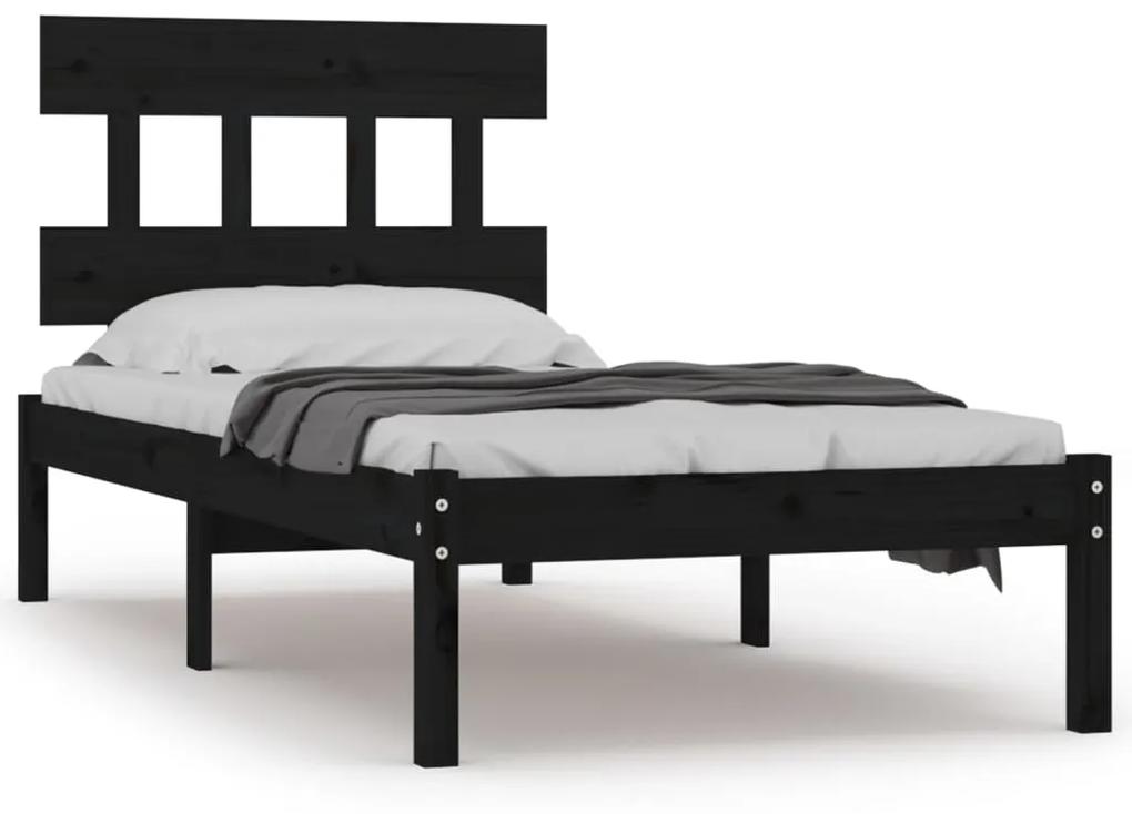 3104707 vidaXL Cadru de pat single, negru, 90x190 cm, lemn masiv