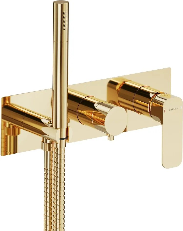 Baterie aurie pentru duș încastrată (2 ieșiri) Spy – Sapho