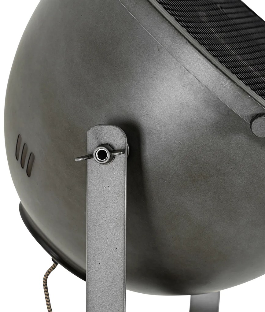 Lampă de podea industrială cu trepied din oțel cu lemn inclinabil - Emado