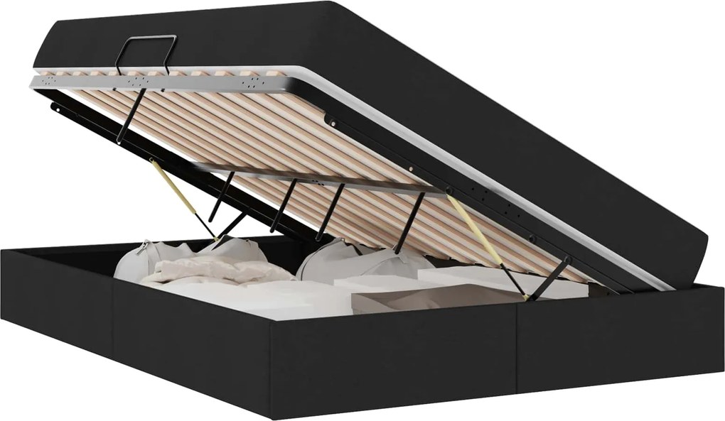 vidaXL Pat cu saltea și spațiu de depozitare Negru 140 x 190 cm