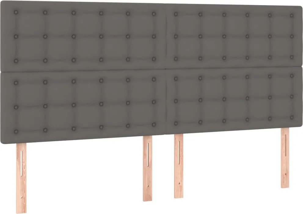 vidaXL Tăblie de pat gri 160x5x118/128 cm piele ecologică