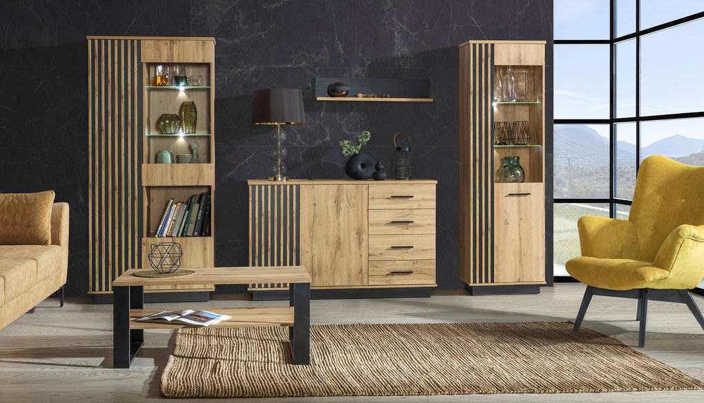 Raft typ LA11 Laticia (mat negru + stejar wotan). 1040637