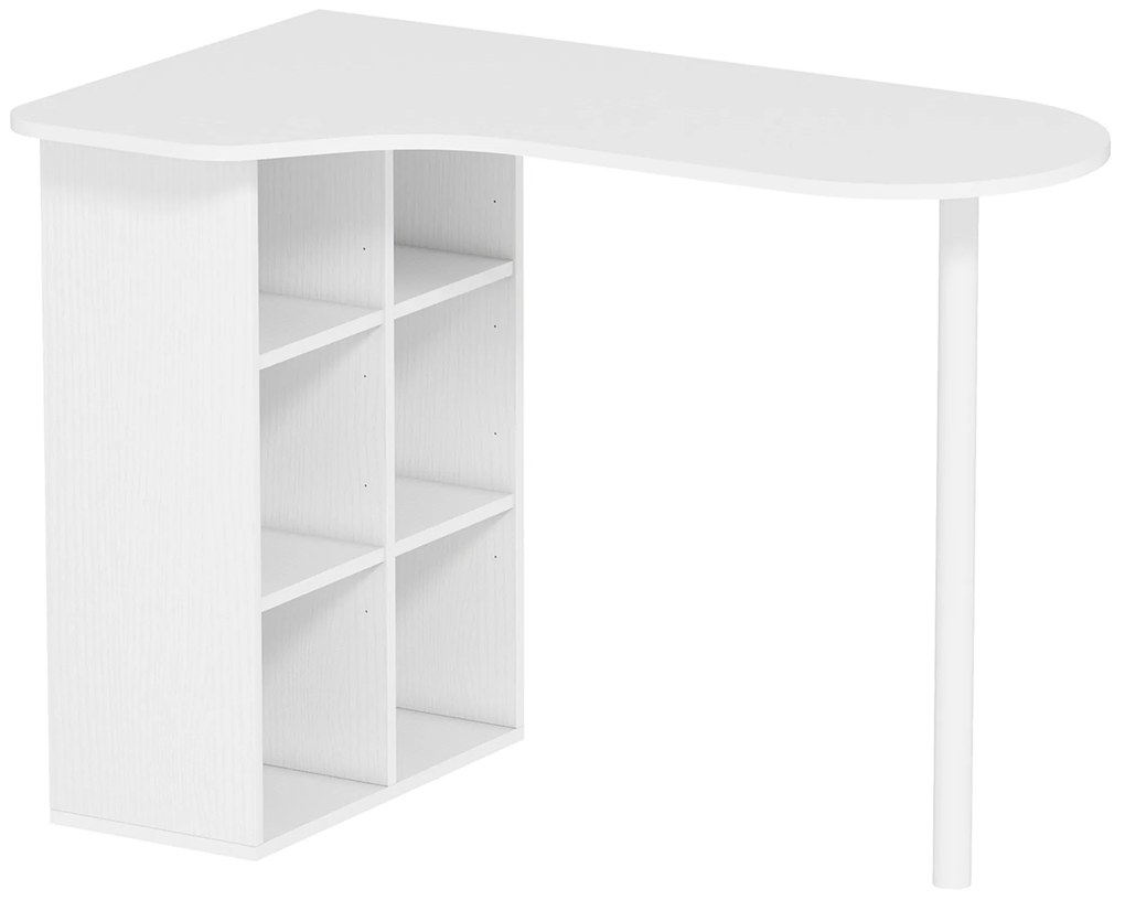 HOMCOM Birou pentru Cameră cu 6 Rafturi și 4 Rafturi Reglabile Alb | Aosom Romania