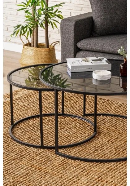 SET 2x măsuță de cafea TOKYO d. 60/80 cm negru