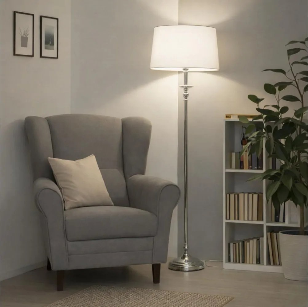 Brilagi - Lampă LED de podea CERIA, 1 x E27, 60 W, 230 V, Ø 45 cm, crom lucios/alb