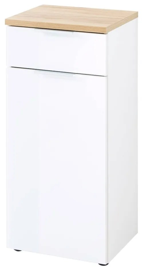 Dulap de baie alb scund cu aspect de lemn de stejar 39x86 cm Pescara – Germania