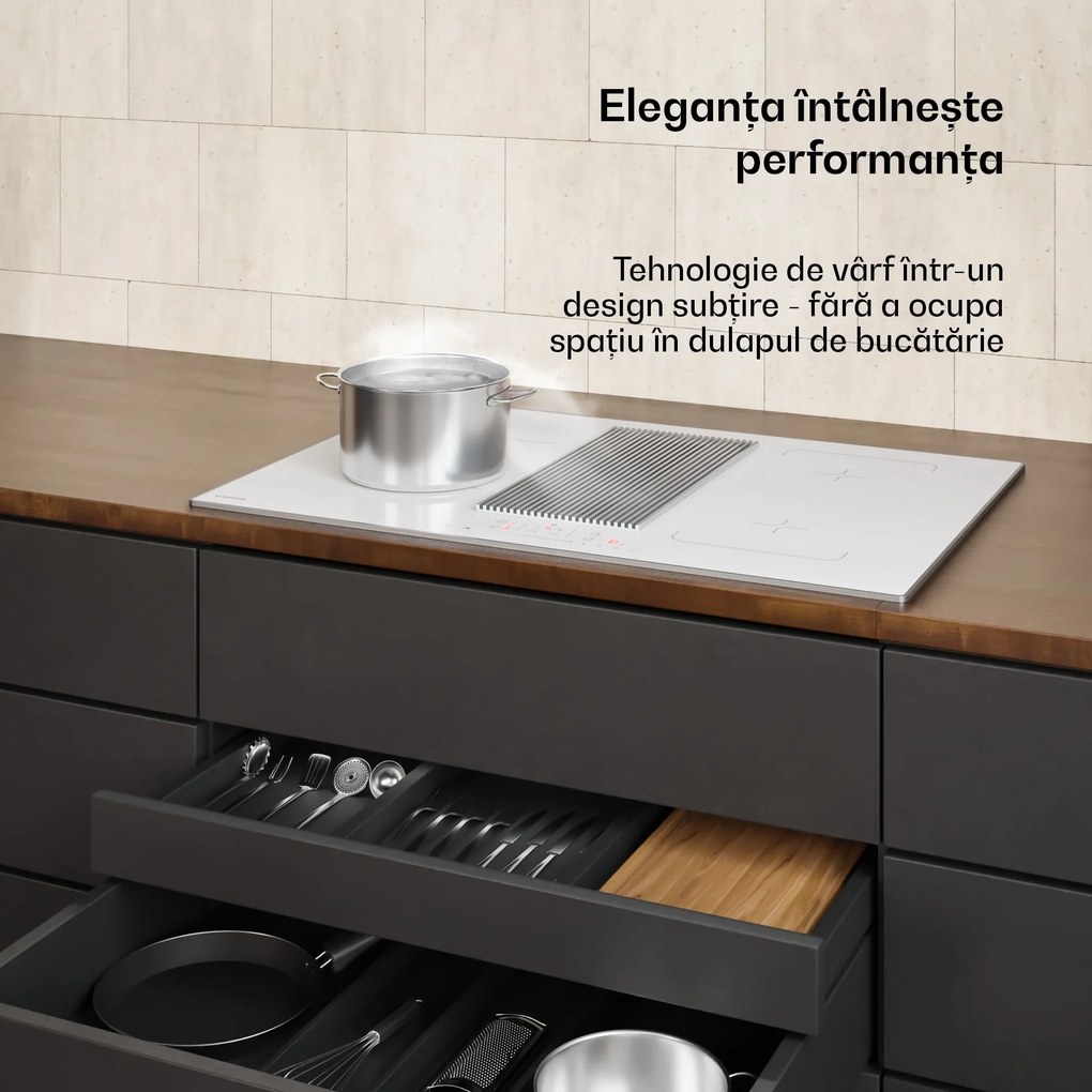 Klarstein Velaire plită cu inducție cu hotă integrată | 4 zone de gătit | 8400 W | 80 cm