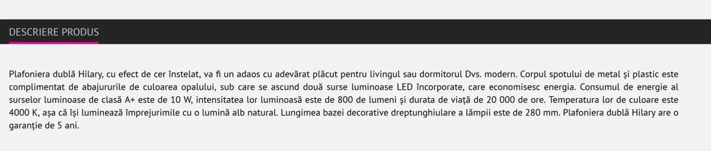 Plafoniera LED design minimalist Hilary 2 5662 RX