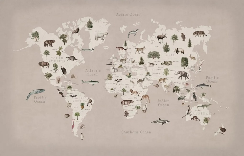 Fototapet, Animal World, Pastel Pink, Rebel Walls