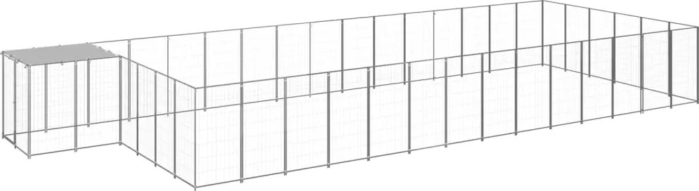 vidaXL Padoc pentru câini, argintiu, 26,62 m², oțel