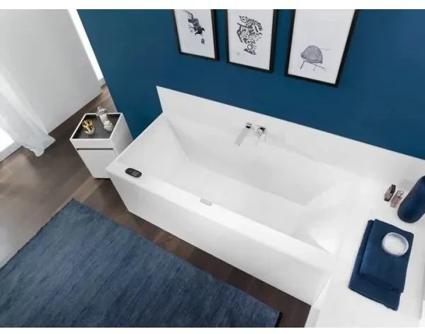 Cada dreptunghiulara, Villeroy&Boch Squaro Edge 12, compozit Quaryl, 160x75cm, Alb Alpin, UBQ160SQE2DV-01