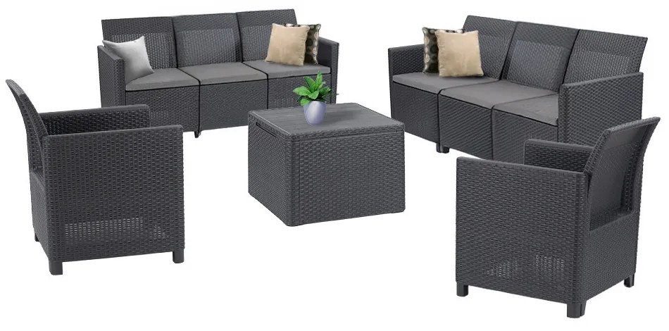 Set de mobilier de grădină Claire cu 8 locuri, grafit