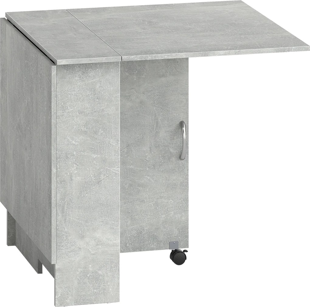 HOMCOM Masă Pliabilă din Lemn cu Roți, pentru 4-6 Persoane, 75x140x75 cm, Gri | Aosom Romania
