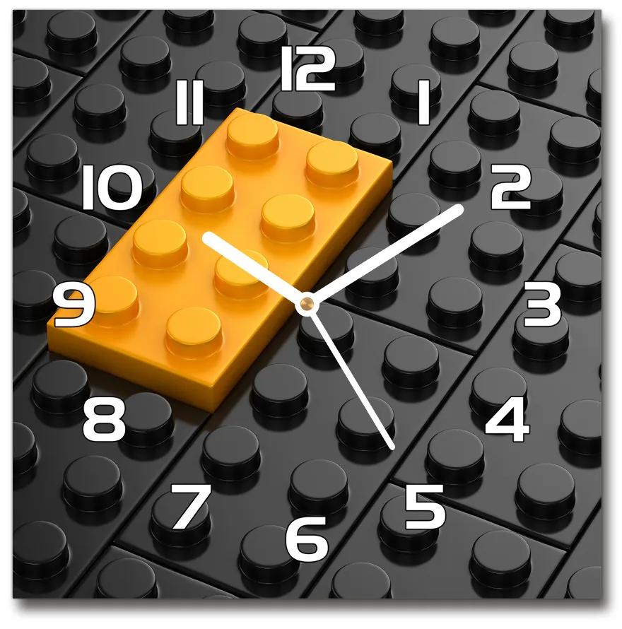 Ceas de sticlă pe perete pătrat cărămizi Lego