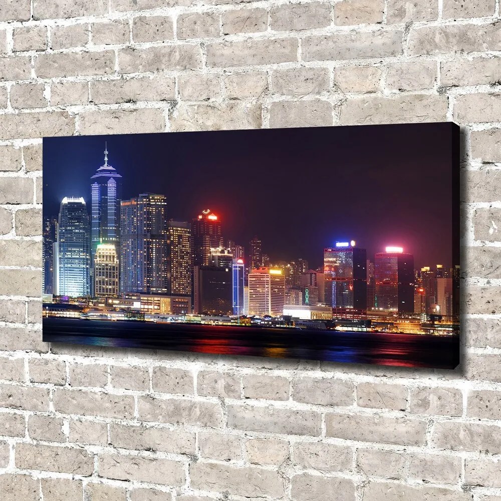 Tablouri tipărite pe pânză Hong kong pe timp de noapte