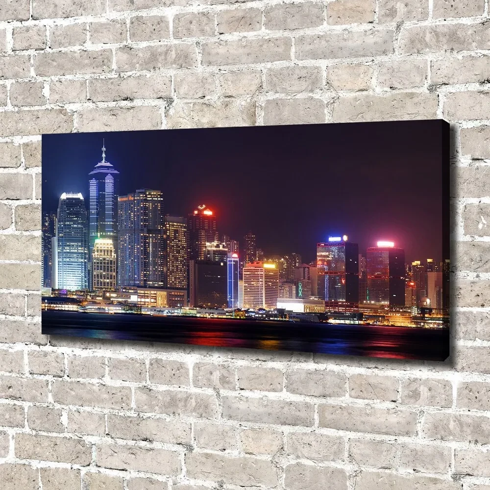 Tablouri tipărite pe pânză Hong kong pe timp de noapte