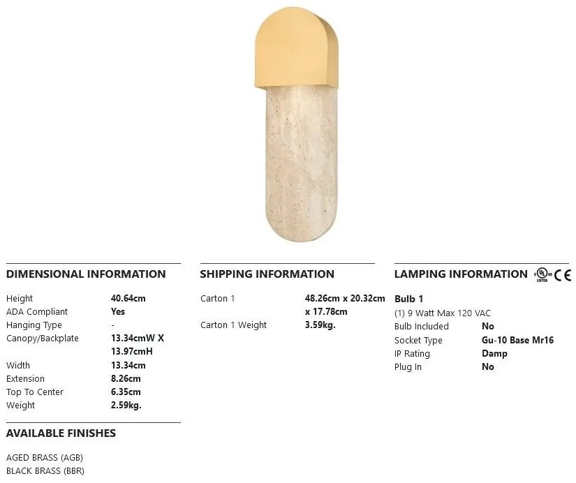 Aplica de perete design modern HOBART, alama antichizata