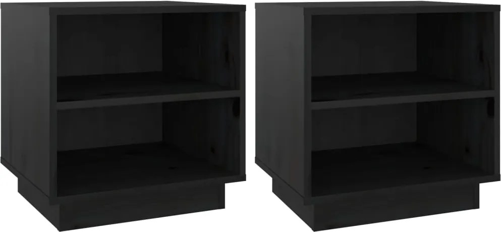 vidaXL Noptiere, 2 buc, negru, 40x34x40 cm, lemn masiv de pin
