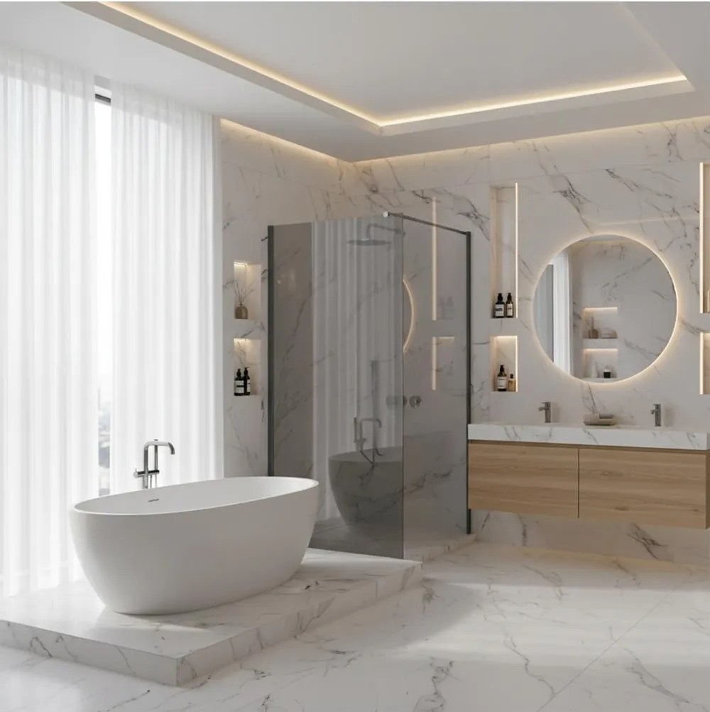 Paravan de dus fumuriu Rea Flexi Grey 80 cm Titan