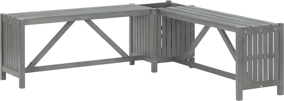 vidaXL Bancă grădină de colț cu jardinieră 117cm gri lemn masiv acacia