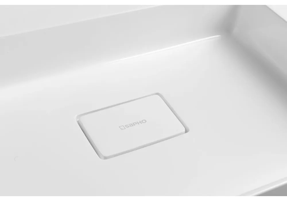 Chiuvetă dublă albă din compozit mineral 96x44 cm Godiva – Sapho