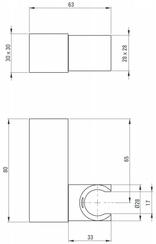 Suport dus manual Deante Square negru