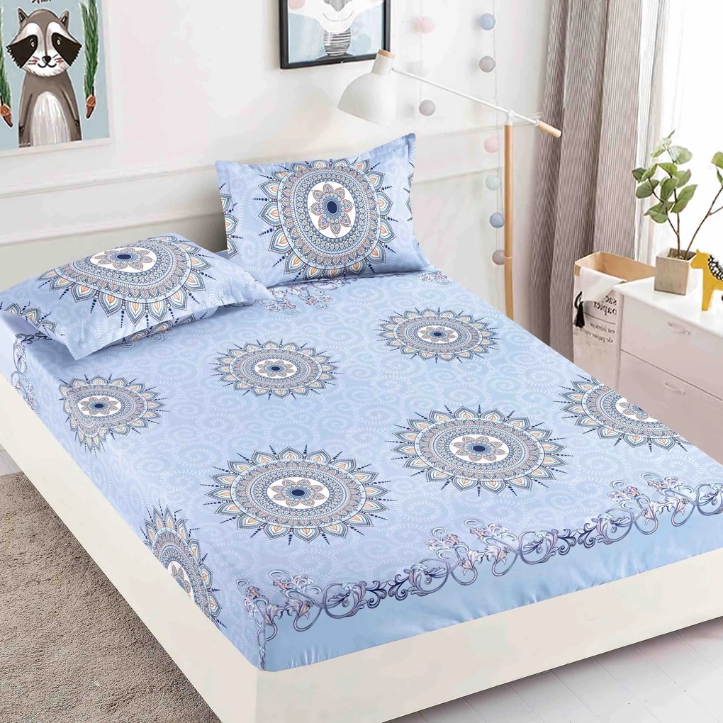 Lenjerie de pat 3 cu elastic 100% bumbac - a739 de la Onesleep