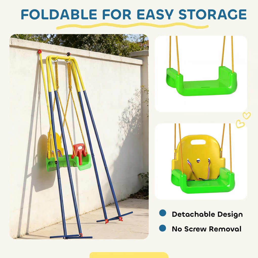 AIYAPLAY Leagăn de grădină pentru copii Leagăn pentru bebeluși 3 în 1 Verde | Aosom Romania