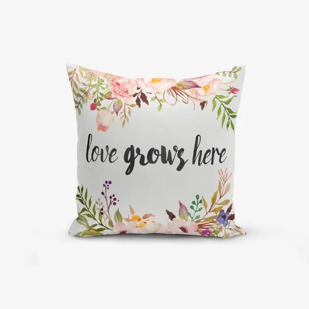 Față de pernă Minimalist Cushion Covers Love Grows Here, 45 x 45 cm