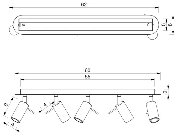 Spot PRESTON 5xGU10/40W/230V negru