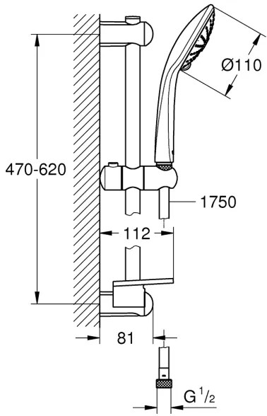 GROHE 27231001 - Set de duș EUPHORIA 600 mm, crom lucios