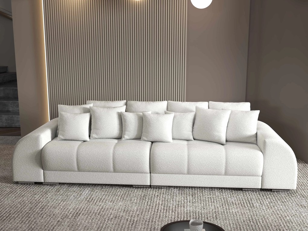 Canapea extensibilă dumonde cu 2 lăzi de depozitare si sezut confortabil din spuma high-density, Verona Euphoria Ivory 310x100 cm