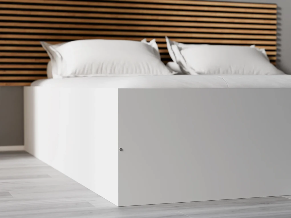 Pat BELLA 140 x 200 cm, alb Saltele: Fara saltea, Somiera pat: Cu lamele drepte