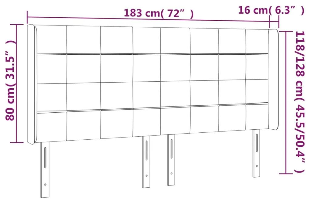 Tablie de pat cu aripioare gri inchis 183x16x118 128 cm textil 1, Morke gra, 183 x 16 x 118 128 cm