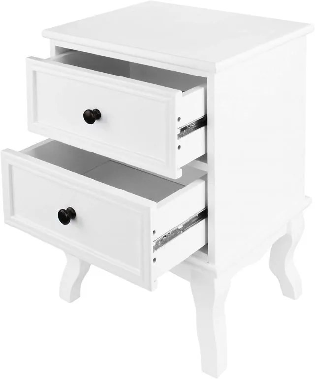 Set de noptiere cu 2 sertare, 2 buc, alb