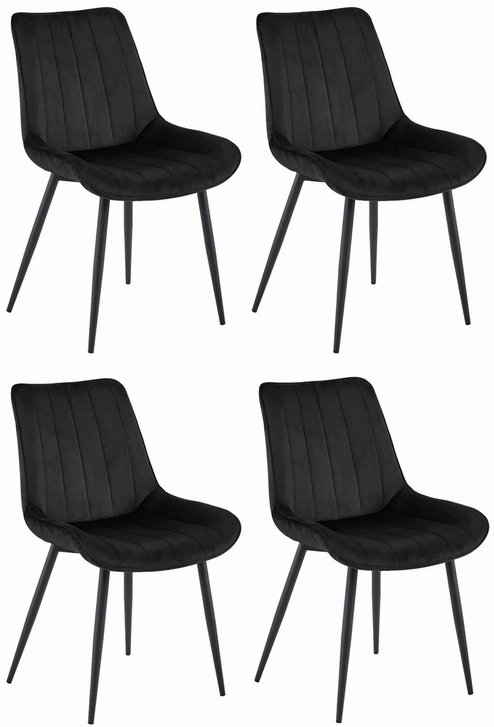 Set Scaune 4 Bucatarie/Dining Kliss Negre Catifea